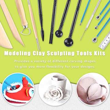 Keadic 22Pcs Ceramic Clay Sculpting Tools Set, Ball Stylus Dotting Tools Polymer Modeling Clay Sculpting Tools Set Rock Painting Kit for Beginners and Professional Art Crafts