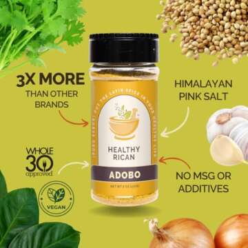 Healthy Rican Adobo Herb Seasoning Mix 6 oz, 170 g, Non GMO No MSG Preservatives Artificial Flavors Gluten Free Low Sodium Keto Friendly Whole 30 (Adobo)