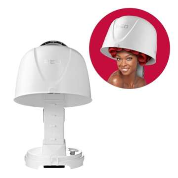 Red by Kiss 3000 Ceramic Tourmaline Professional Hood Dryer, 4 Heat Settings Blow Dryer for Home & Salon, Height Adjustable Convenient Big Hood Size Extra Coverage
