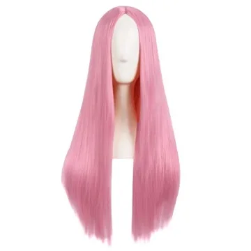 MapofBeauty 28 Inch/70 cm Women Special Natural Long Straight Synthetic Wig in Light Hot Pink