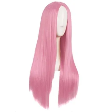 MapofBeauty 28 Inch Light Hot Pink Wig for Cosplay