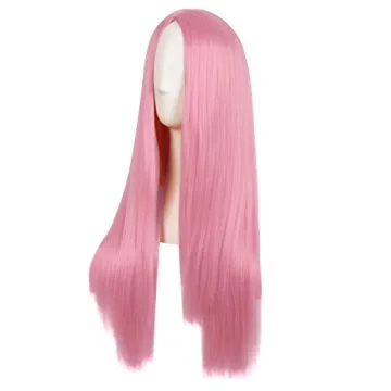 MapofBeauty 28 Inch Light Hot Pink Wig for Cosplay