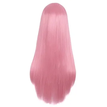MapofBeauty 28 Inch Light Hot Pink Wig for Cosplay