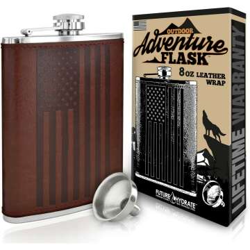 American Flag Hip Flask - 8 oz Premium Leather Design