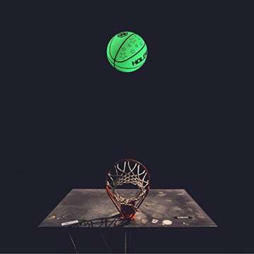 HW HOLOWIN Reflective Glowing Holographic Luminous Basket Ball for Night Game, Perfect HoloHoops Gifts Toys (Luminous Green, Size 7)