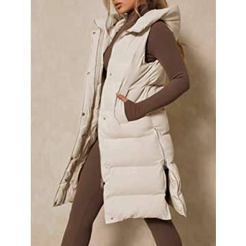 Inorin Womens Down Vest with Stand Collar Sleeveless Thick Hooded Sleeveless Winter OutwearLong Coats Jacket