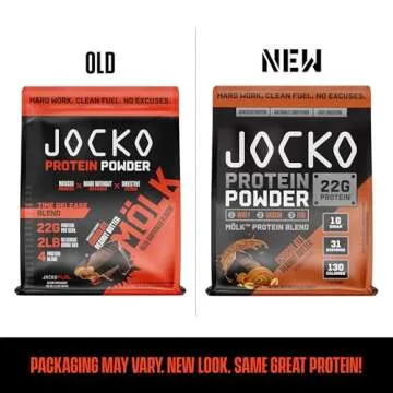 Jocko Fuel Mölk Whey Protein Powder 22g Low Sugar Monk Fruit Blend - Muscle Recovery & Growth, Packaging May Vary (31 Servings, Chocolate Peanut Butter)