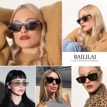 Baililai Trendy Rectangle Sunglasses for Women and Men,High Definition Clarity, UV Protection, and G...