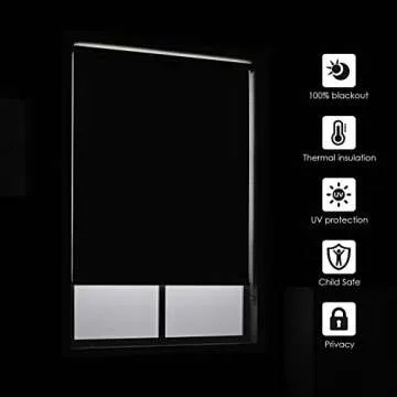 ChrisDowa 100% Blackout Roller Shade, Window Blind with Thermal Insulated, UV Protection Fabric. Total Blackout Roller Blind for Office and Home. Easy to Install.Lightgrey,35" W x 72" H