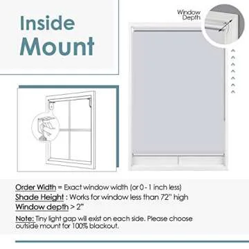 ChrisDowa 100% Blackout Roller Shade, Window Blind with Thermal Insulated, UV Protection Fabric. Total Blackout Roller Blind for Office and Home. Easy to Install.Lightgrey,35" W x 72" H