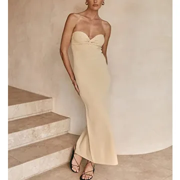 Stylish Sdencin Twist Front Bodycon Maxi Dress