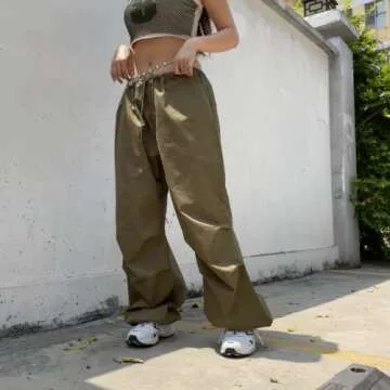 Women's Low Waist Cargo Pants Casual Solid Color Harajuku Vintage Y2K Low Rise Baggy Jogger Relaxed ...