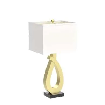 360 Lighting Simone Modern Table Lamps 28" Tall Set of 2 with USB Charging Port Sculptural Gold Metal White Rectangular Shade Decor Living Room Bedroom House Bedside Nightstand Home Office