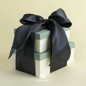 HUIHUANG 4" Wide Double Faced Satin Ribbon Black Thick Polyesater Ribbon 10 Yard/Spool, for Chair Sash, Lagre Bows Making, Flower Bouquet, DIY Crafts, Holiday Party Decor, Sewing