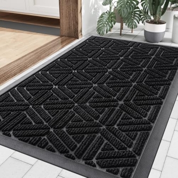 Smiry Front Door Mat Indoor Outdoor Entrance, Heavy Duty Natural Rubber Mat, Water Absorbent and Mud...