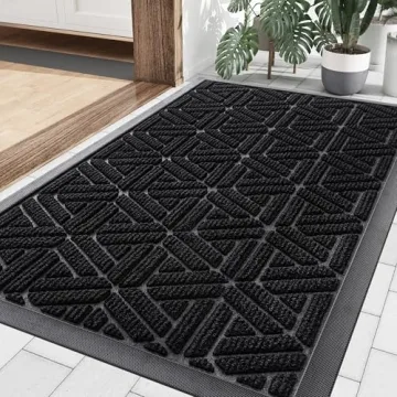 Smiry Front Door Mat Indoor Outdoor Entrance, Heavy Duty Natural Rubber Mat, Water Absorbent and Mud...
