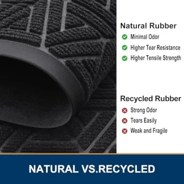 Smiry Front Door Mat Indoor Outdoor Entrance, Heavy Duty Natural Rubber Mat, Water Absorbent and Mud Resistant Doormat, Easy Clean Low Profile Patio Porch Entryway Mat, 29.5x17 Inch, Black