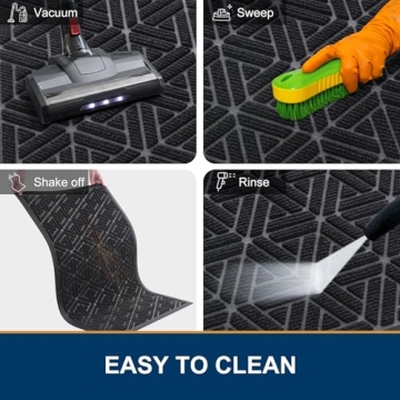 Smiry Front Door Mat Indoor Outdoor Entrance, Heavy Duty Natural Rubber Mat, Water Absorbent and Mud Resistant Doormat, Easy Clean Low Profile Patio Porch Entryway Mat, 29.5x17 Inch, Black