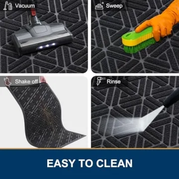 Smiry Front Door Mat Indoor Outdoor Entrance, Heavy Duty Natural Rubber Mat, Water Absorbent and Mud Resistant Doormat, Easy Clean Low Profile Patio Porch Entryway Mat, 29.5x17 Inch, Black