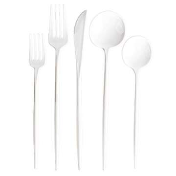 Novelty Modern Flatware, Cutlery, Disposable Plastic Salad forks Luxury White 64 Count