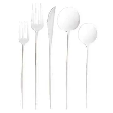 Novelty Modern Flatware, Cutlery, Disposable Plastic Salad forks Luxury White 64 Count
