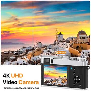 VAHOIALD 4K Digital Camera for Photography, Autofocus with Viewfinder 16X Anti-Shake Video Vlogging ...