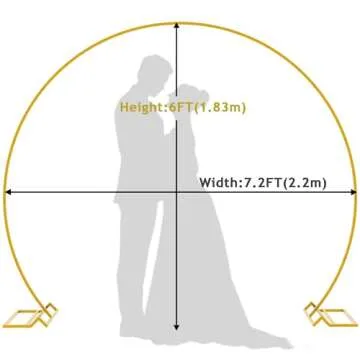 Wokceer Wedding Arch 7.2FT Round Backdrop Stand Gold Metal Circle Backdrop Stand Circle Balloon Arch...