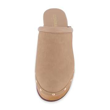 CUSHIONAIRE Women's Guest Faux Wood Clog with Memory Foam Padding, Wide Widths Available, Sand 11