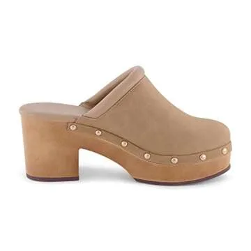 CUSHIONAIRE Women's Guest Faux Wood Clog with Memory Foam Padding, Wide Widths Available, Sand 11