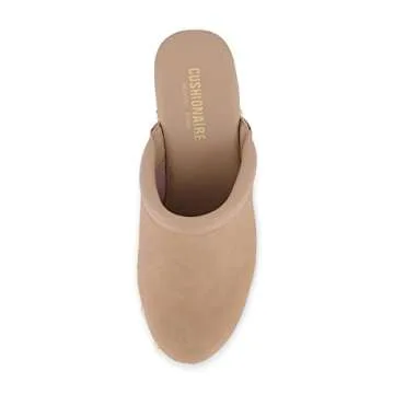 CUSHIONAIRE Women's Guest Faux Wood Clog with Memory Foam Padding, Wide Widths Available, Sand 11