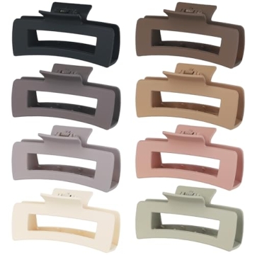 CHANDAT 4.1 Inch Large Hair Clips 8 Pcs - Stylish Claw Clips for Thick Hair
