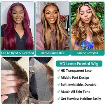 OCTSUN 13x4 Highlight HD Lace Front Wigs Human Hair Straight Ombre Brown to Honey Blonde Colored Brazilian Virgin Human Hair Wigs for Black Women Pre Plucked with Baby Hair 150% Density 22 Inch