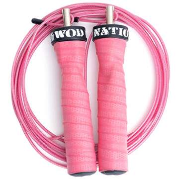 WOD Nation Attack Speed Jump Rope : Adjustable Jumping Ropes : Unique Two Cable Skipping Workout System : One Thick and One Light 11 Foot Cable : Perfect for Double Unders forHiit : Fits Men and Women