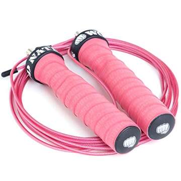 WOD Nation Attack Speed Jump Rope : Adjustable Jumping Ropes : Unique Two Cable Skipping Workout System : One Thick and One Light 11 Foot Cable : Perfect for Double Unders forHiit : Fits Men and Women