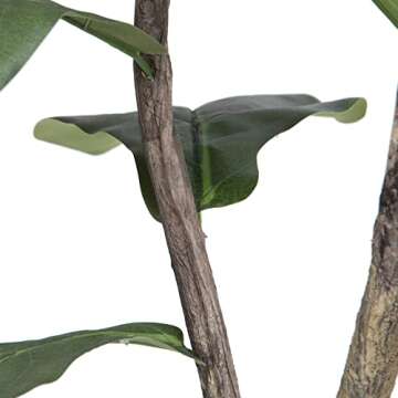 Vickerman 4ft Artificial Potted Fiddle Tree - 39 Large Fiddle Leaves - Tall - Green Silk Artificial Indoor Fiddle Plant - Single Stem - Home Office Decor - Faux Tree for Living Room