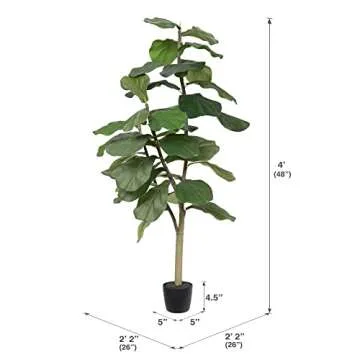 Vickerman 4ft Faux Fiddle Leaf Tree - Lifelike Indoor Decor