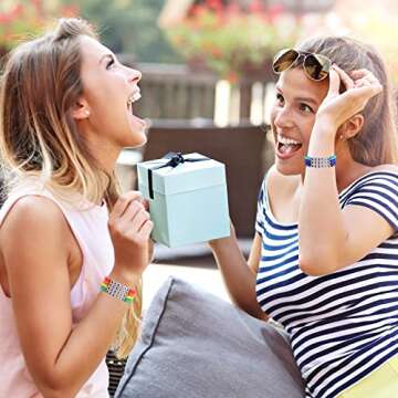 Miss Rabbit Rainbow Heishi Surfer Bracelets Set for Women Stackable BESTIE Clay Disc Colorful Beaded Stretch Bracelets Elastic Layered Friendship Bracelets Boho Summer Beach Jewelry Gift for Her