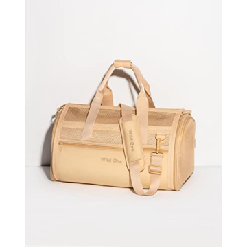 Wild One Tan Travel Dog Carrier - Stylish & Airline Approved, with Shoulder Strap Leash Feature for ...
