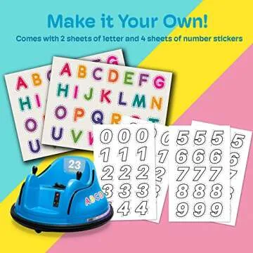 Kidzone 12V 2-Speeds Electric Ride On Bumper Car for Kids & Toddlers 1.5-6 Years Old, DIY Sticker Baby Bumping Toy Gifts W/Remote Control, LED Lights, Bluetooth & 360 Degree Spin, ASTM Certified