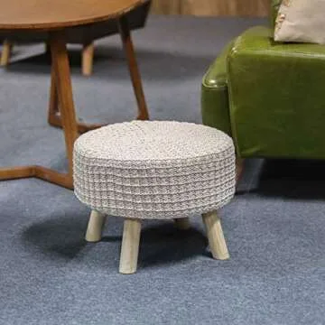 Modern Hand Knitted Footstool for Home Decor and Comfort