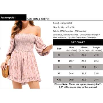 Jeanewpole1 Womens Floral Off The Shoulder Half Lantern Sleeve Ruffle Romper Short Jumpsuit