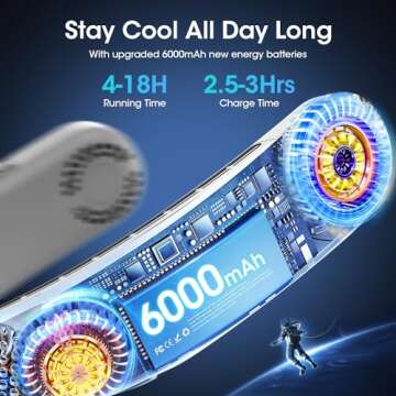 MSEVC Portable Neck Fan with 6000mAh Battery - Stay Cool Anywhere!
