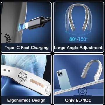 MSEVC Portable Neck Fan with 6000mAh Battery - Stay Cool Anywhere!