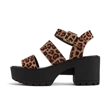 Soda ACCOUNT Women’s Chic Open Toe Block Heel Sandals with Adjustable Strap