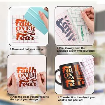 TECKWRAP Vinyl Transfer Tape 12inch x 10ft Roll for Crafting