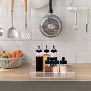 ATOZONE Modern Acrylic Ottoman Tray with Cutout Handles. Acrylic Serving Tray, Organizer Tray Decora...