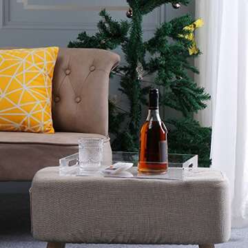 ATOZONE Modern Acrylic Ottoman Tray with Cutout Handles. Acrylic Serving Tray, Organizer Tray Decorative Tray. for Living Room, Bedroom,Bathroom and Kitchen Tabletop (Clear, 11x14 Inch)