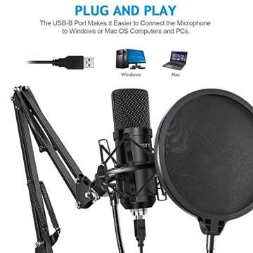 YOTTO USB Microphone Kit - 192KHZ Plug & Play Quality