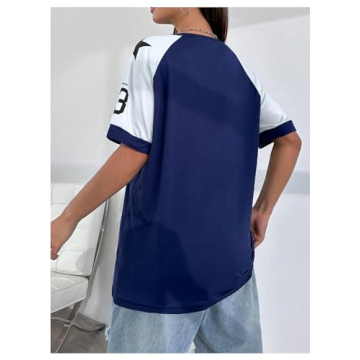 Stylish WDIRARA Color Block V Neck Tee for Women