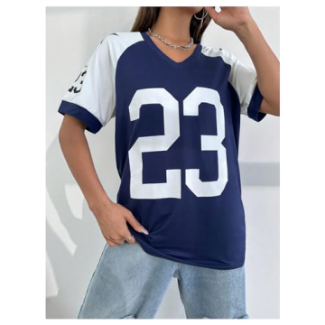 Stylish WDIRARA Color Block V Neck Tee for Women